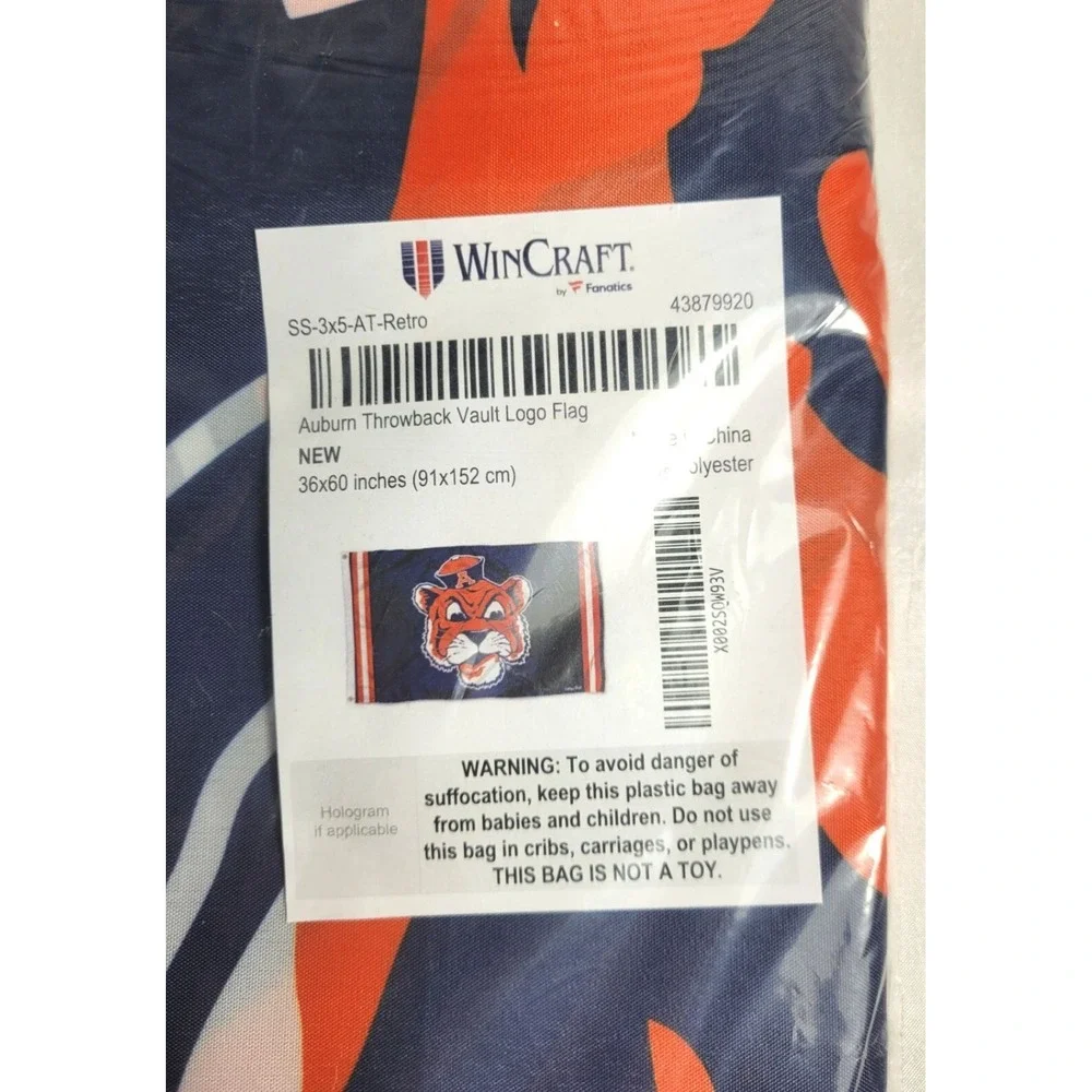 WinCraft Auburn Tigers Vintage Retro Throwback Indoor/Outdoor Banner Flag 3'x5'